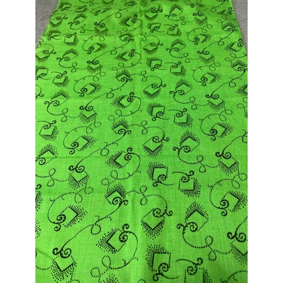 Bright Green Fabric Black Swirl Dot Patterns Sewing Crafts Measures 18" x 22" Co - Picture 3 of 8